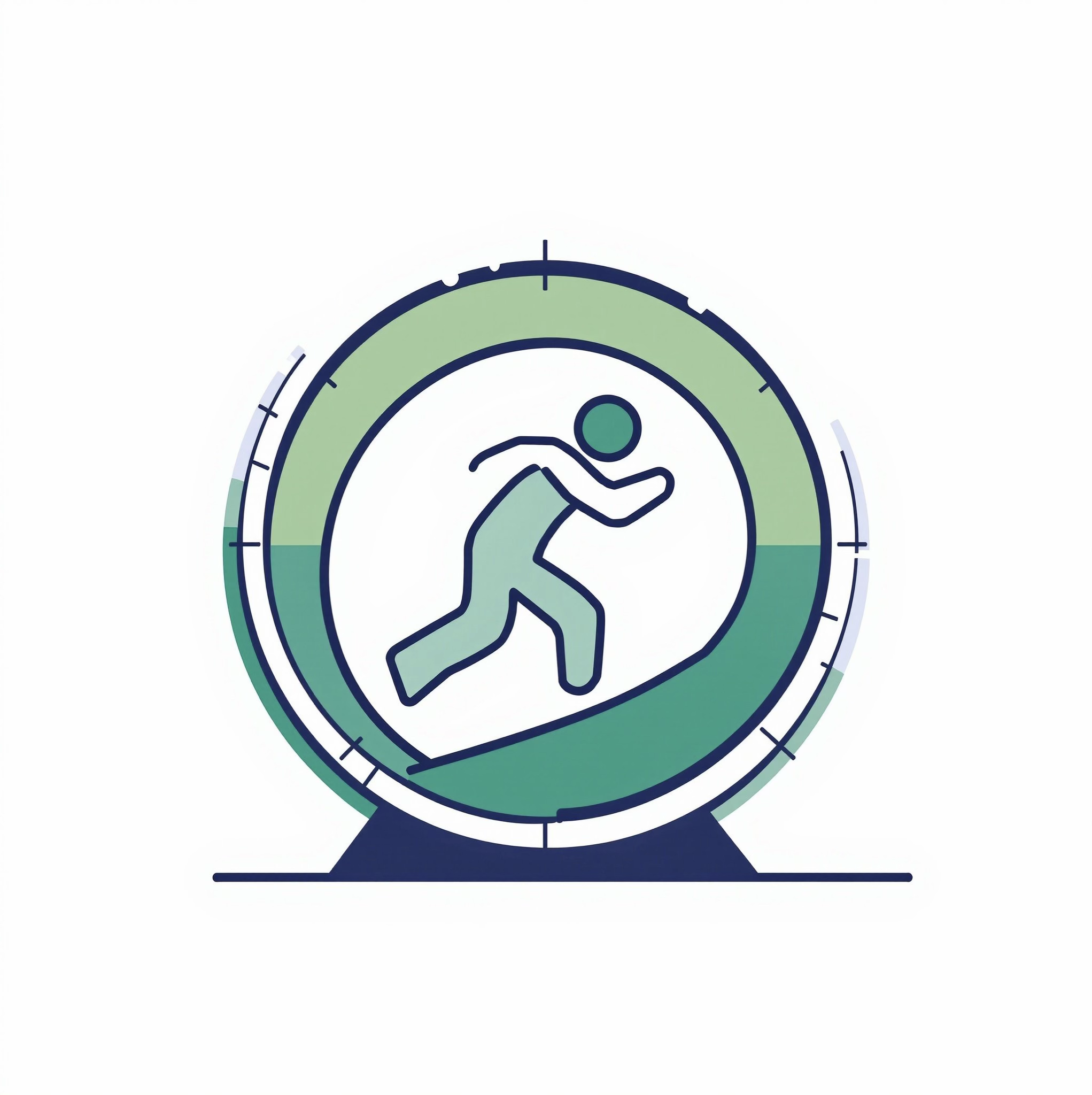 Illustration of a person running in a hamster wheel representing the paycheck-to-paycheck cycle